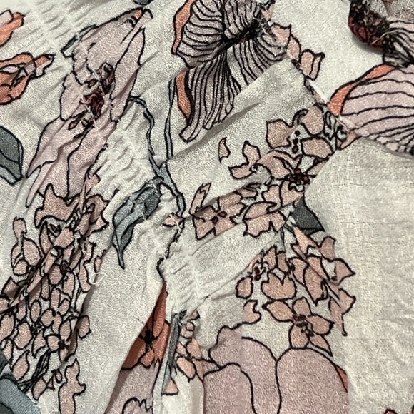 Lucky Brand Pink and Brown Puff Sleeve Blouse - Picture 2 of 6